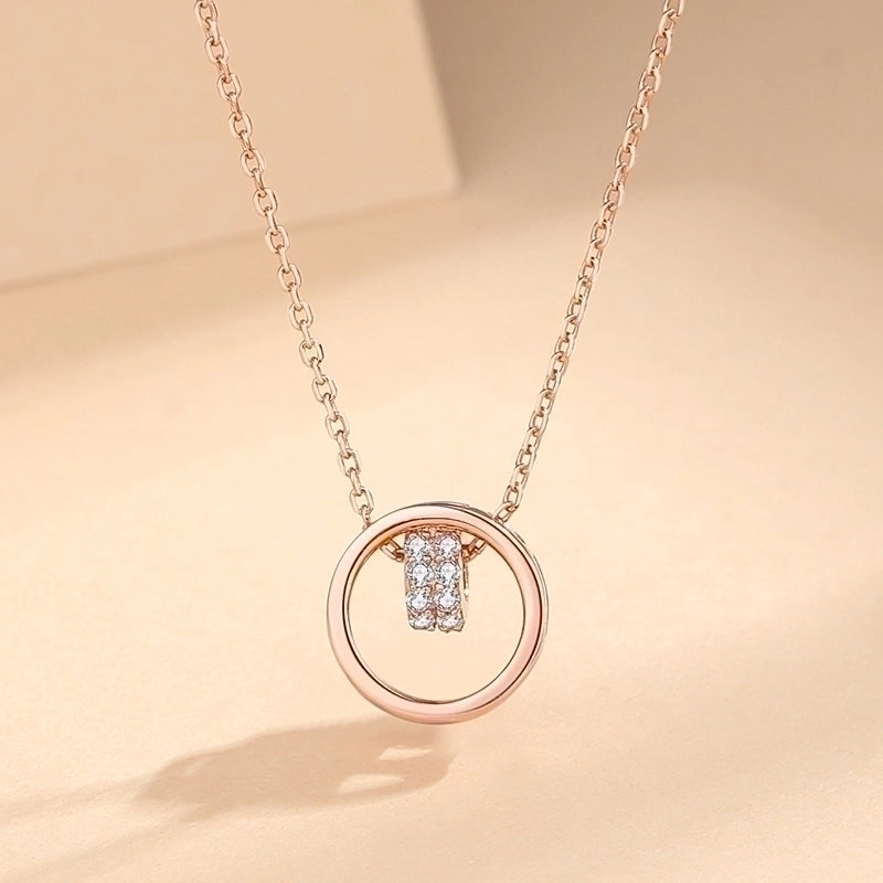 925 Sterling Silver Zircon Cable Chain Plating Inlay Geometric Pendant Necklace
