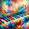 Musical Notes And Piano-11CT Stamped Cross Stitch 40*40cm
