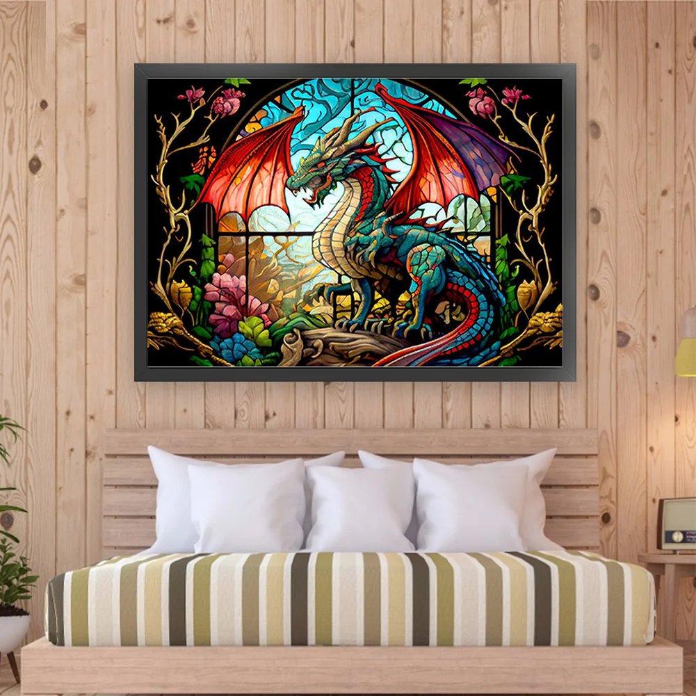 11CT Full Counted Cross Stitch - Stained Glass Pterodactyl(Canvas|65*45cm)
