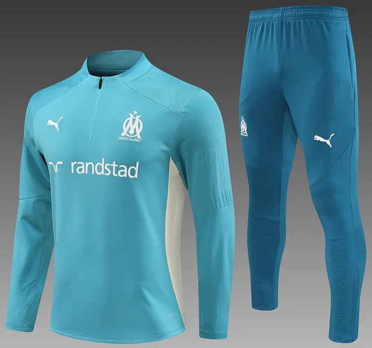 24-25 season children's version of Marseille Hu green long-sleeved half-zip training suit
