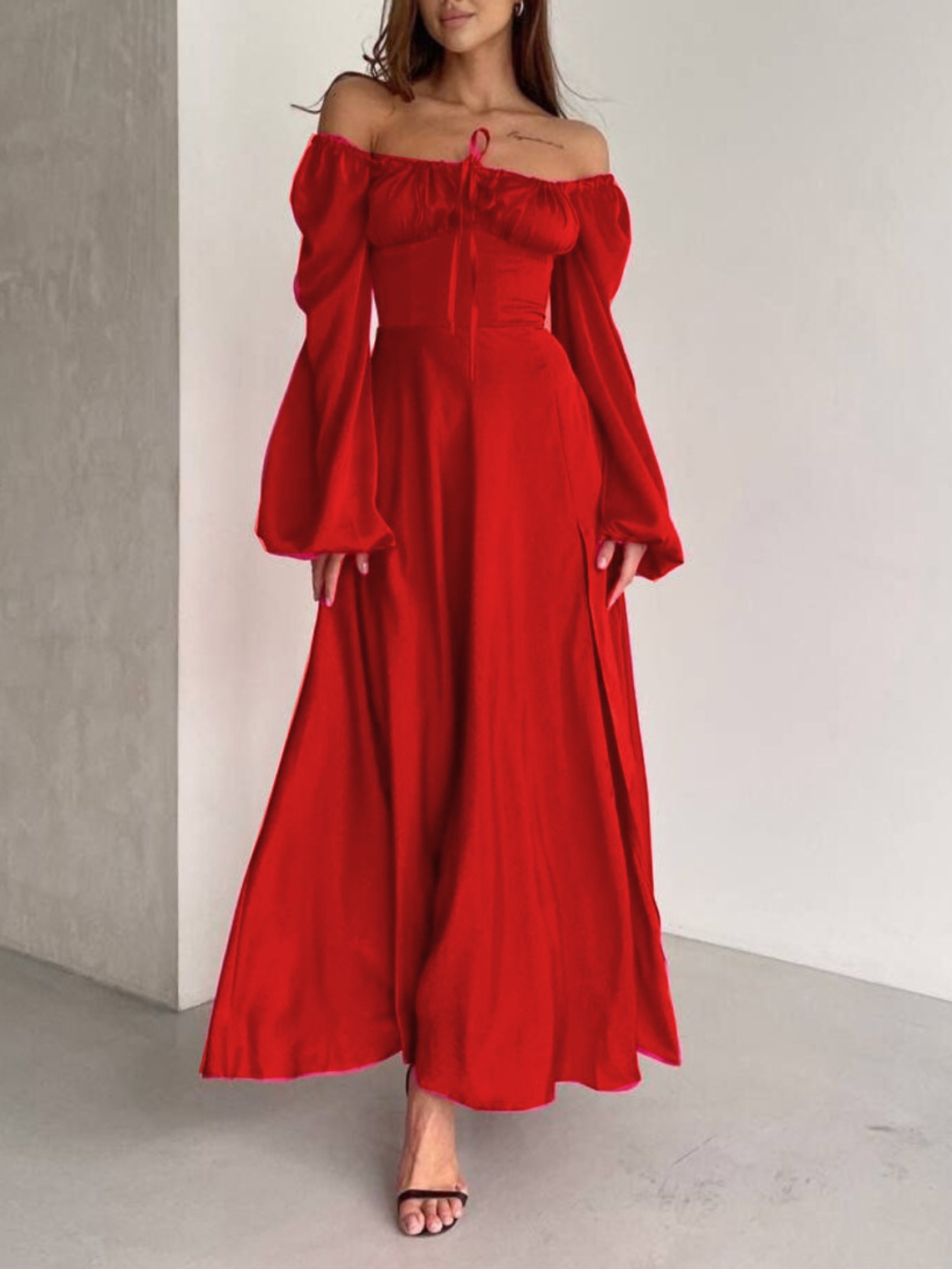 Fashionable and Simple One-line Collar Tube Top Dress | Oxredo Shop Ramadan Sale