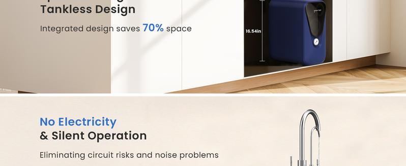 Product Introduction of Glacier Fresh 5 stage Reverse Osmosis System, 800 GPD Tankless Under Sink RO Filtration, Non-Electric, 3:1 Pure to Drain, Reduce TDS PFAS PFOS for Home Kitchen 3