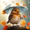 Bird Holding Umbrella - 11CT Stamped Cross Stitch - 40*40cm