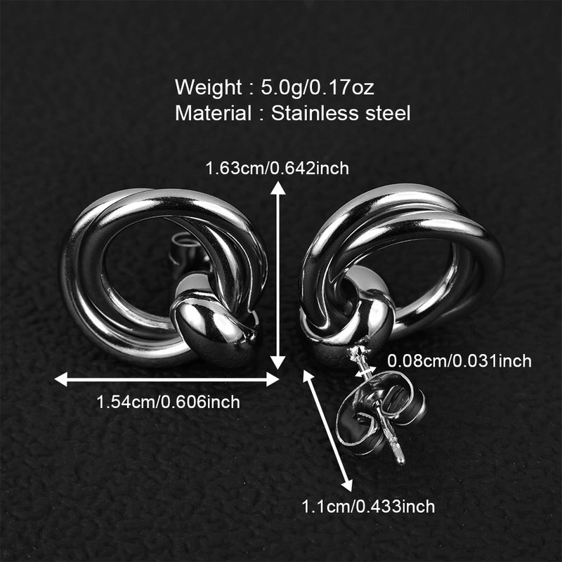 1 Pair Minimalist Geometric Polishing Hollow Out 201 Stainless Steel 18K Gold Plated Ear Studs