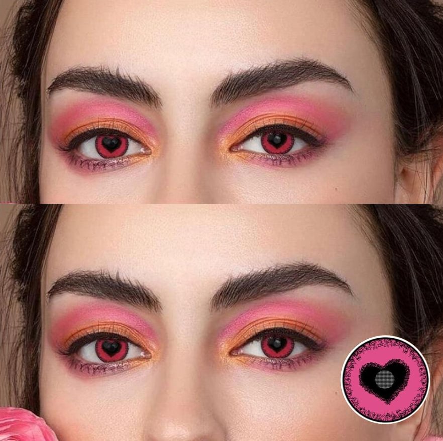 Anime Yandere Pink Cosplay Contact Lenses Heart Style 14.5mm