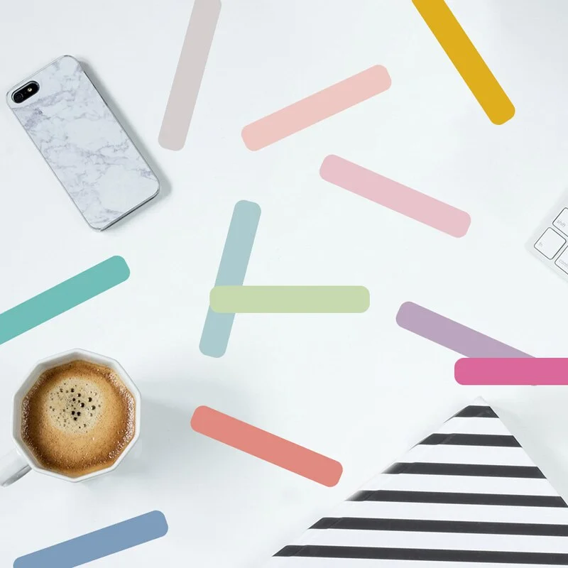 48pcs Colorful Candy Strip Wall Stickers Nursery Children Room Sprinkles Wall Decorations Furniture Wallpaper Decal Home Posters