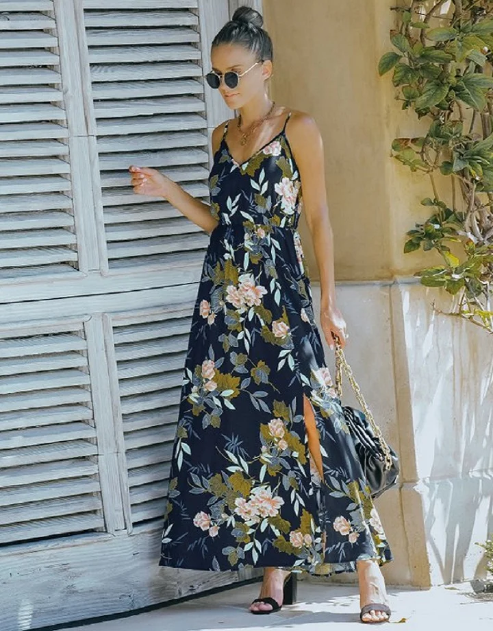 Fashion Floral Suspender Dress Long Skirt | EGEMISS