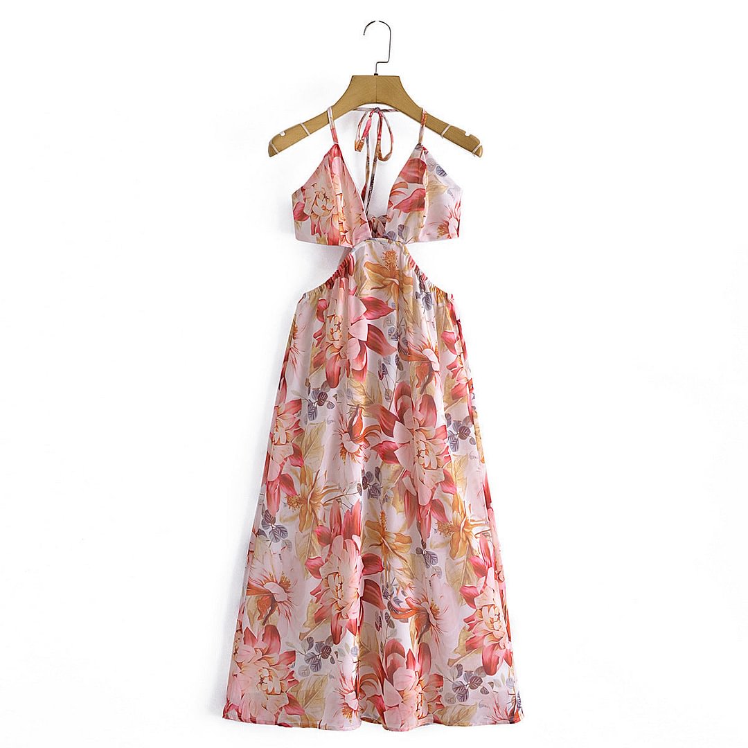 Spring Women's Clothing Long Chiffon Printed Dress