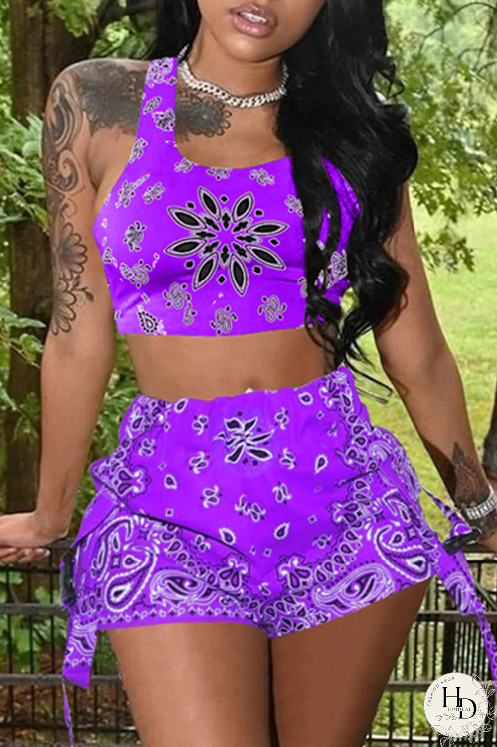 Blue Sexy Split Joint Square Collar Sleeveless Two Pieces