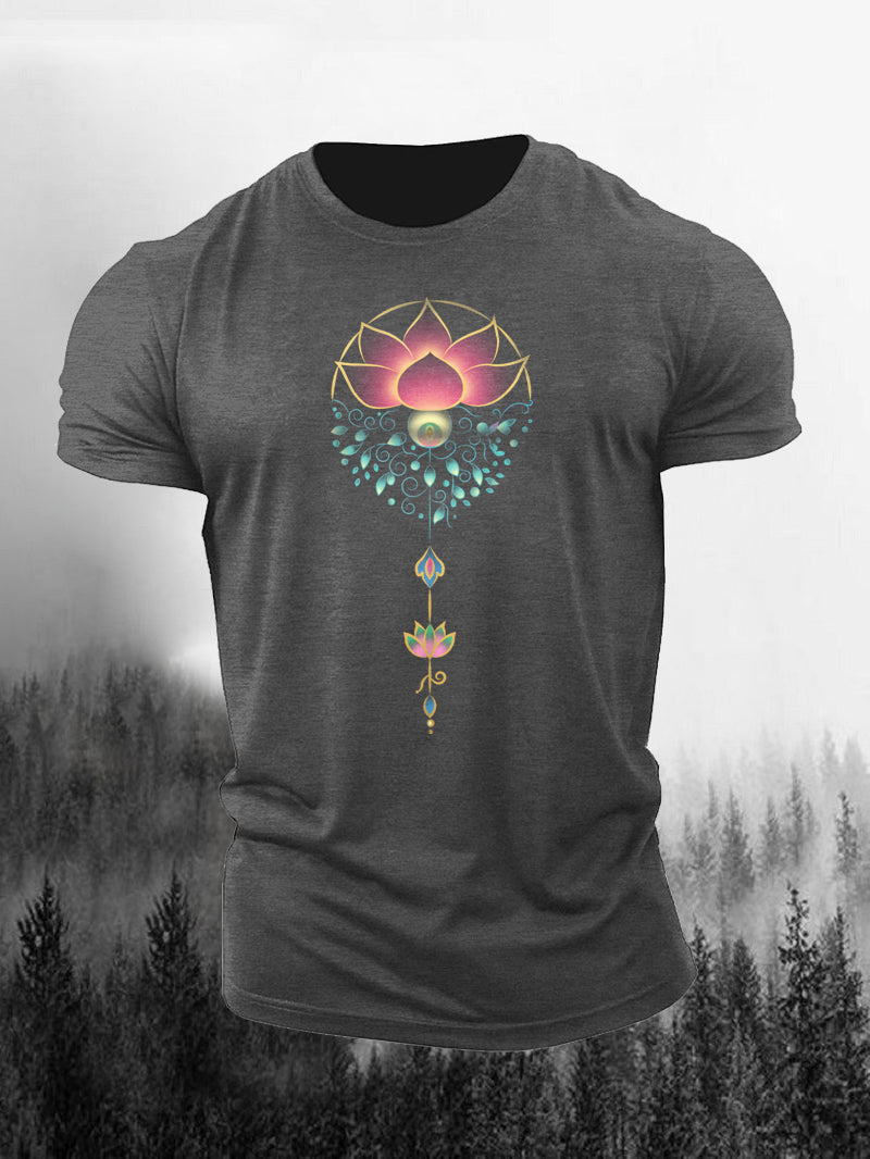 Men's Colorful Star Lotus Short-Sleeved Shirt