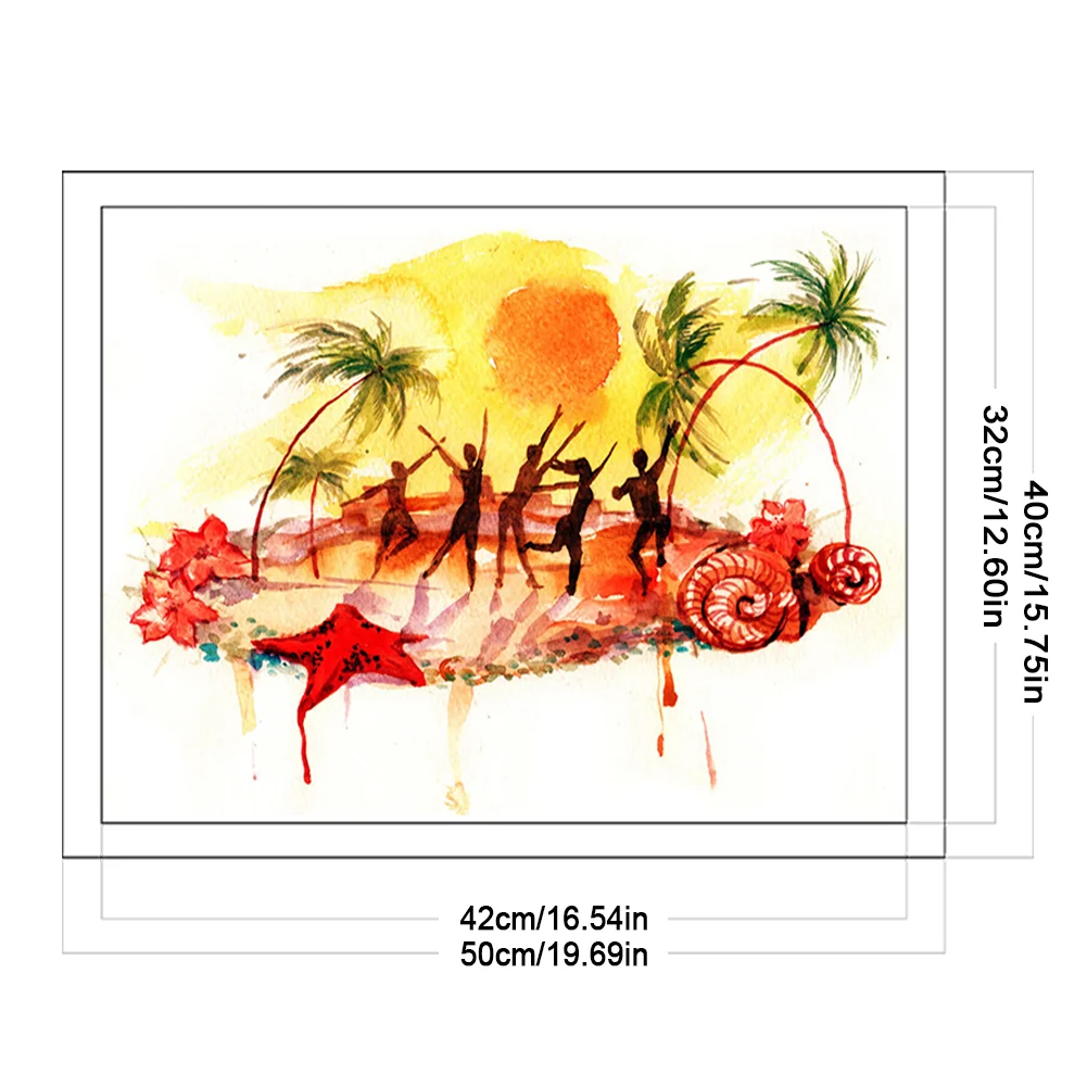 DIY Stamped Cross Stitch 14CT Full Embroidery 50*40cm - Silhouette Scenery