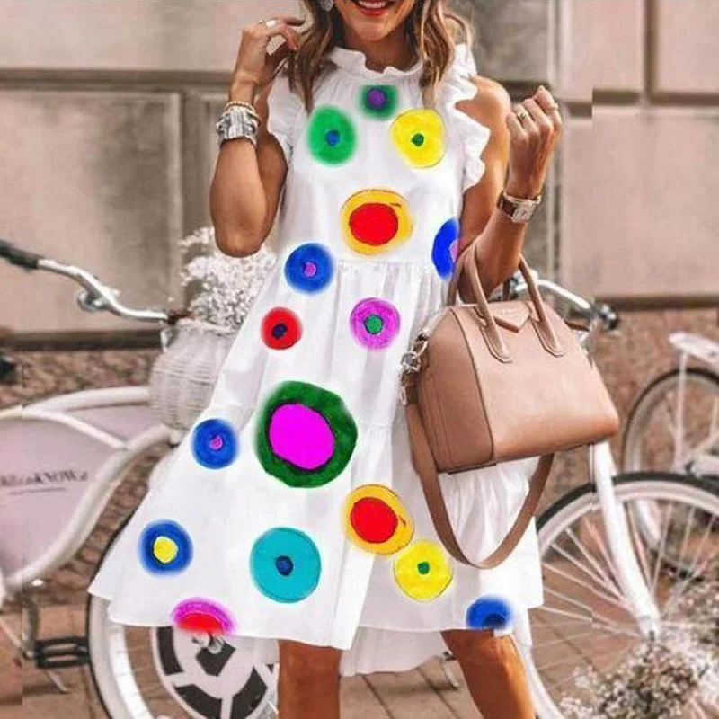 ⚡NEW SEASON⚡Colorful Dots Print Ruffled Casual Dress