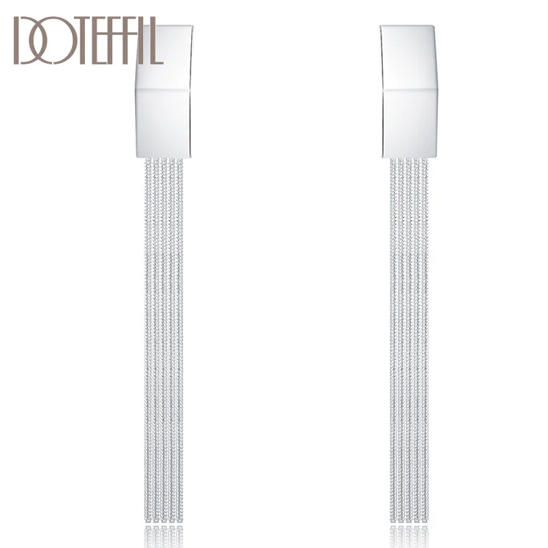 DOTEFFIL 925 Sterling Silver Earring For Women Geometric lines Earring Jewelry