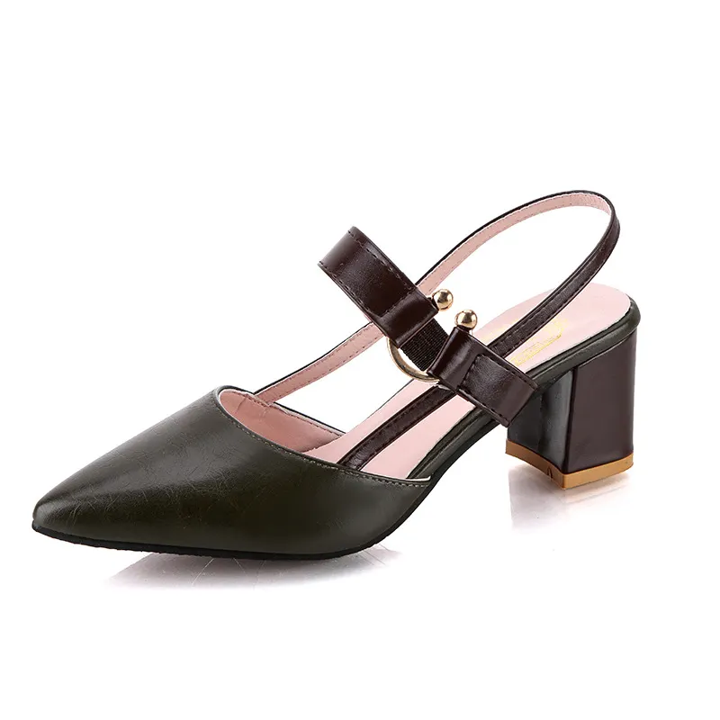 Breakj Breakj Spring And Summer New Single-Shoe Women's Sharp Head Thick-Heeled Women's Shoes Heeled High Heels Hollow Women's Sandals