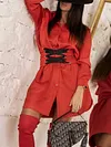 Solid Color Empire Long Sleeves Mini Dress