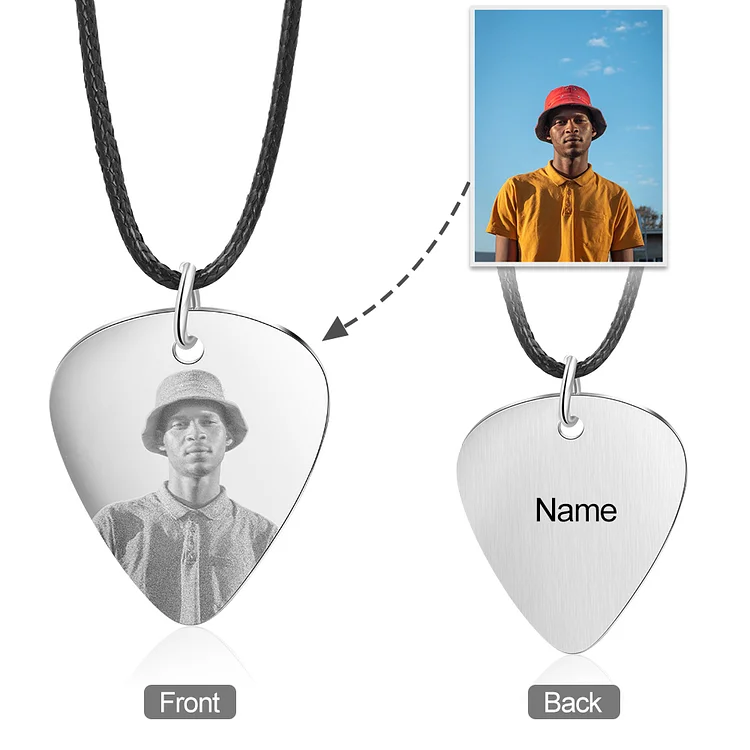 Herren Personalisierte Foto Gitarre Plektrum Halskette - Gitarre Liebhaber