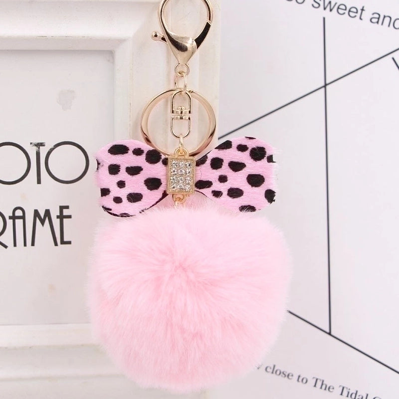 1 Piece Fashion Bow Knot Leopard Pu Leather Women’s Bag Pendant Keychain