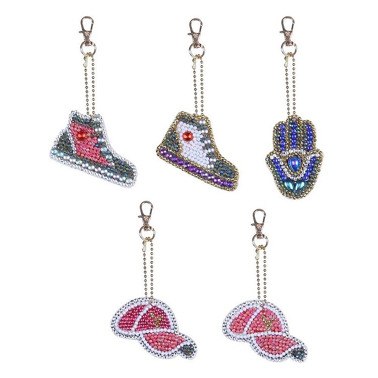 5pcs DIY Full Drill Diamond Painting Special-shaped Shoes Hat Bag Key Chain