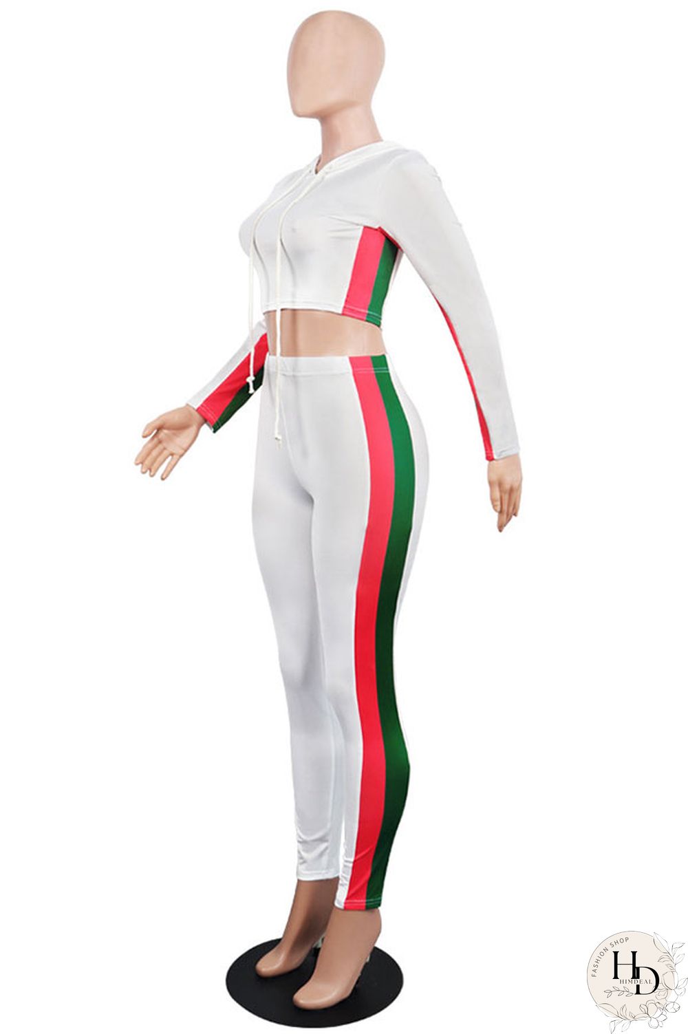 Army Green Long Sleeve Patchwork Pants Two-piece suit