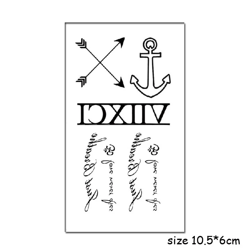 Temporary Tattoo Stickers Sexy Cross English Alphabet Line Fake Tatto Waterproof Tatoo Hand Leg Belly Small Size for Women Men