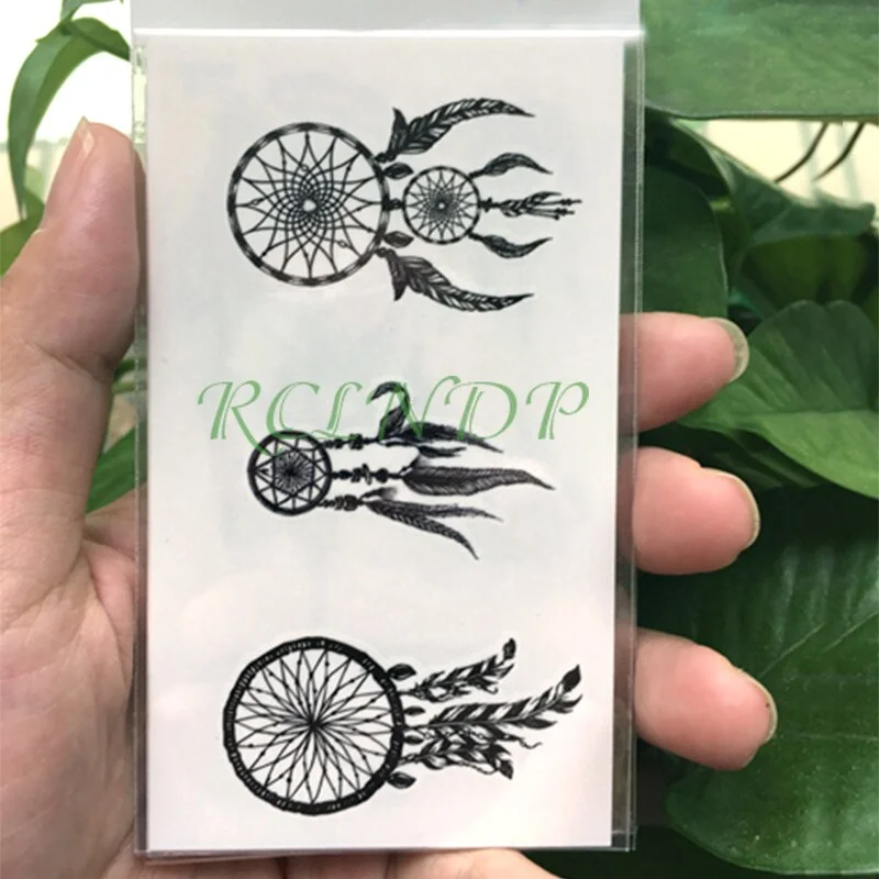 Waterproof Temporary Tattoos sketch dreamcatcher feather tatoo Water Transfer fake flash tattoo 10.5*6 cm for gril man woman