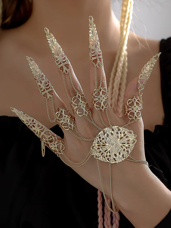 Chains Hollow Solid Color Nail Protectors Bracelet Accessories