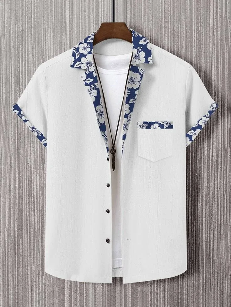 Men's Vacation Floral Pattern Short Sleeve Shirt