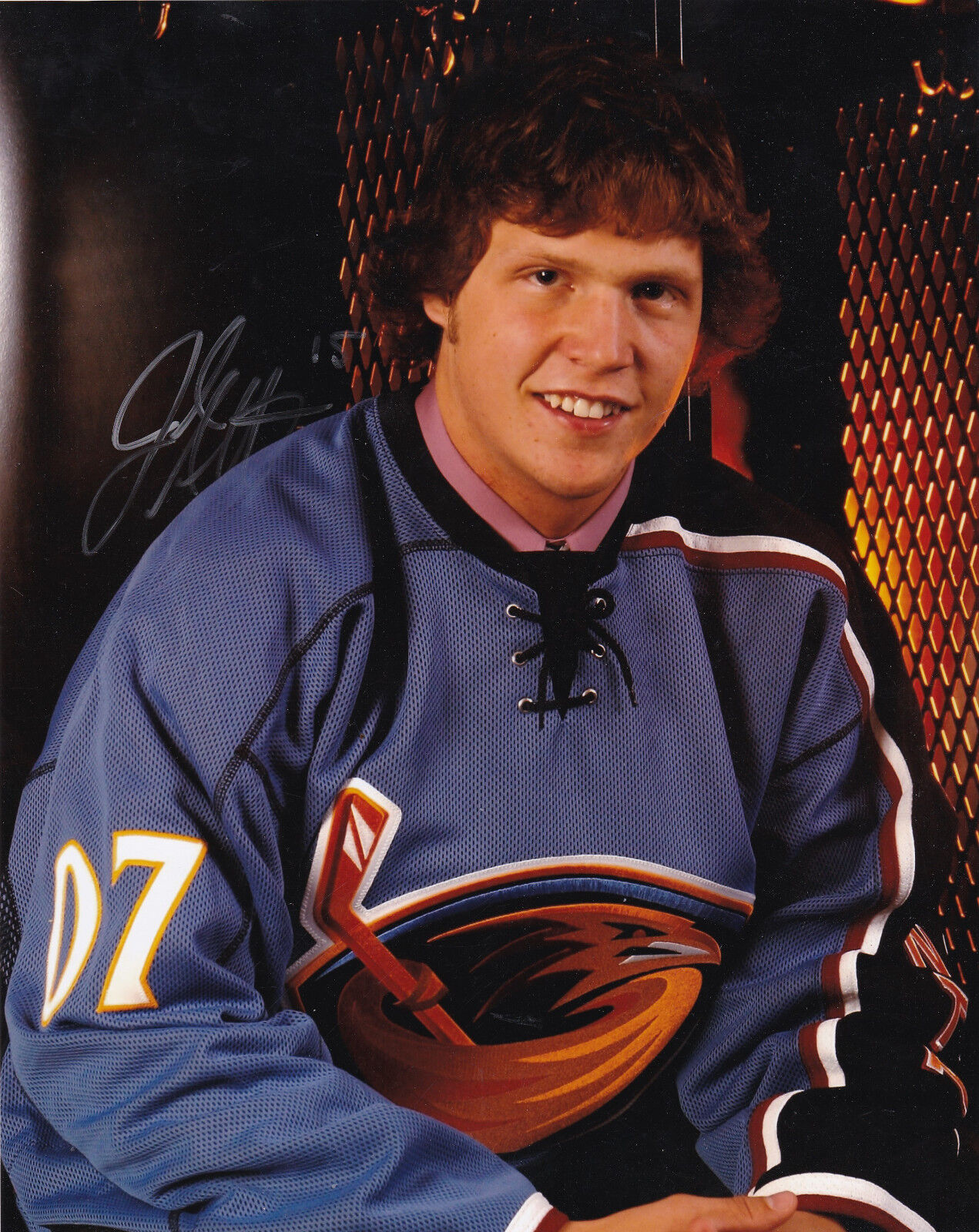 John Albert Atlanta Thrashers Autographed Draft Day Photo Poster painting B