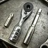 Mini Ratchet Wrench 1/4 Inch Short Ratchet Handle High Quality Socket Tool Torque Ratcheting Wrench for Daily Bicycle Car Repairs