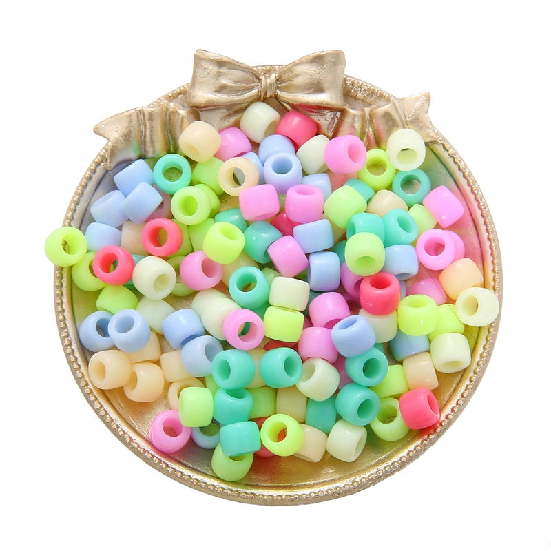 Acrylic Large Hole Barrel Beads 9*6mm Pony Beads Woven Handmade Diy Hand String Jewelry Accessories Beads Loose Beads