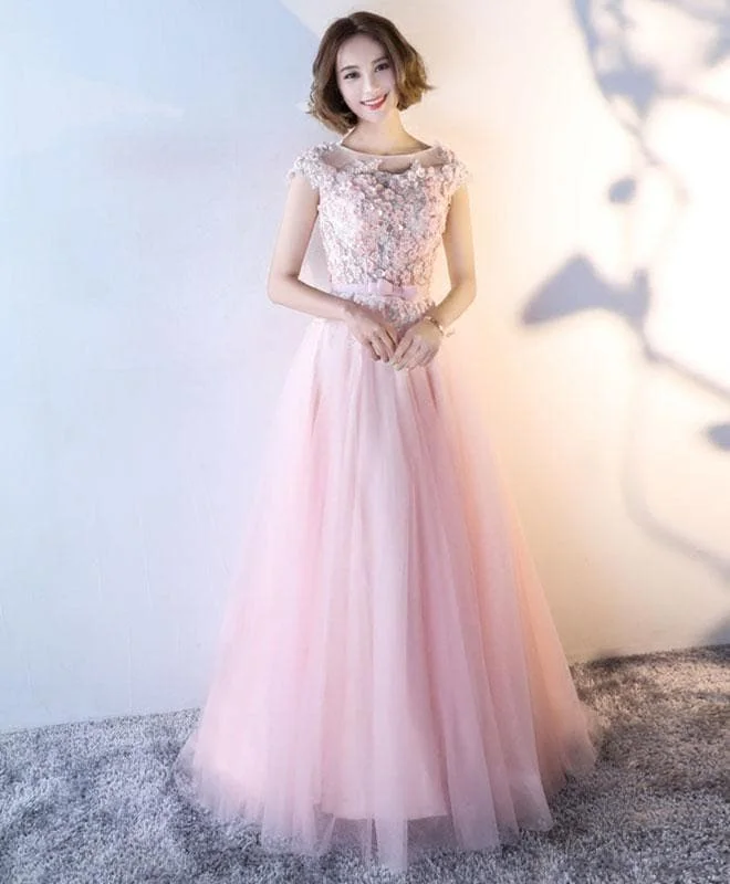 Cute 3D Flowers Tulle Long Prom Dress