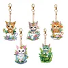 5Pcs DIY Diamond Painting Cat Keychain