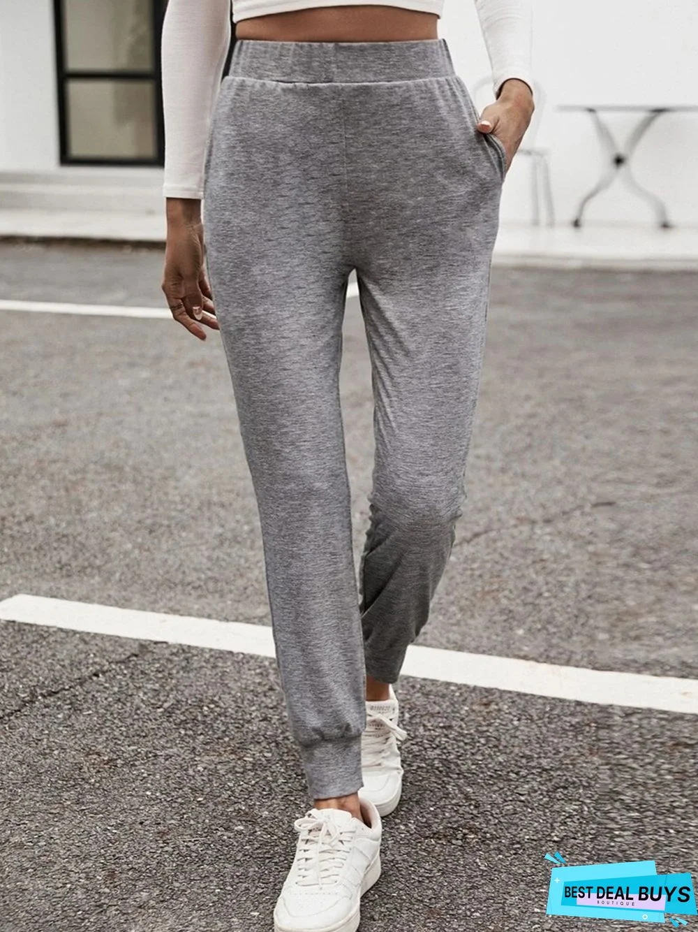 Plain Pockets Casual Sweatpants 2023