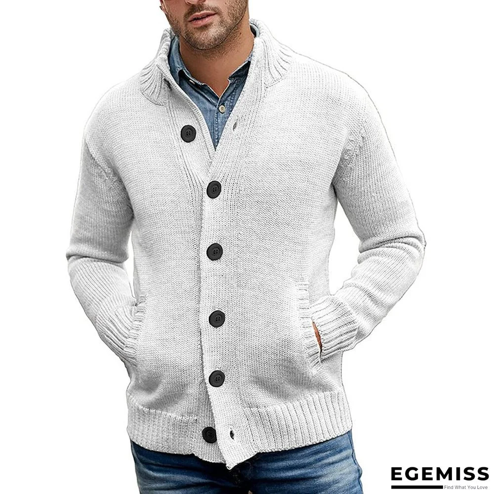 Men's Solid Color Single Breasted Knitted Autumn and Winter Coat | EGEMISS