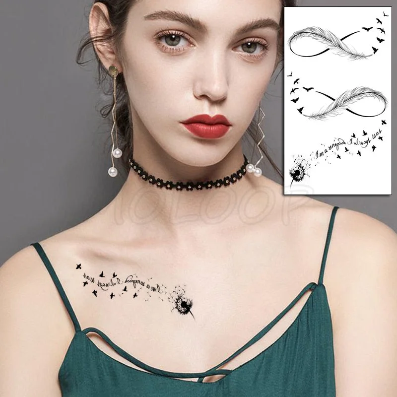 Water Transfer Tattoo Sexy Black Letter Lifeline Tattoo Body Art Waterproof Temporary Fake Flash Tattoo for Man Woman 10.5*6cm