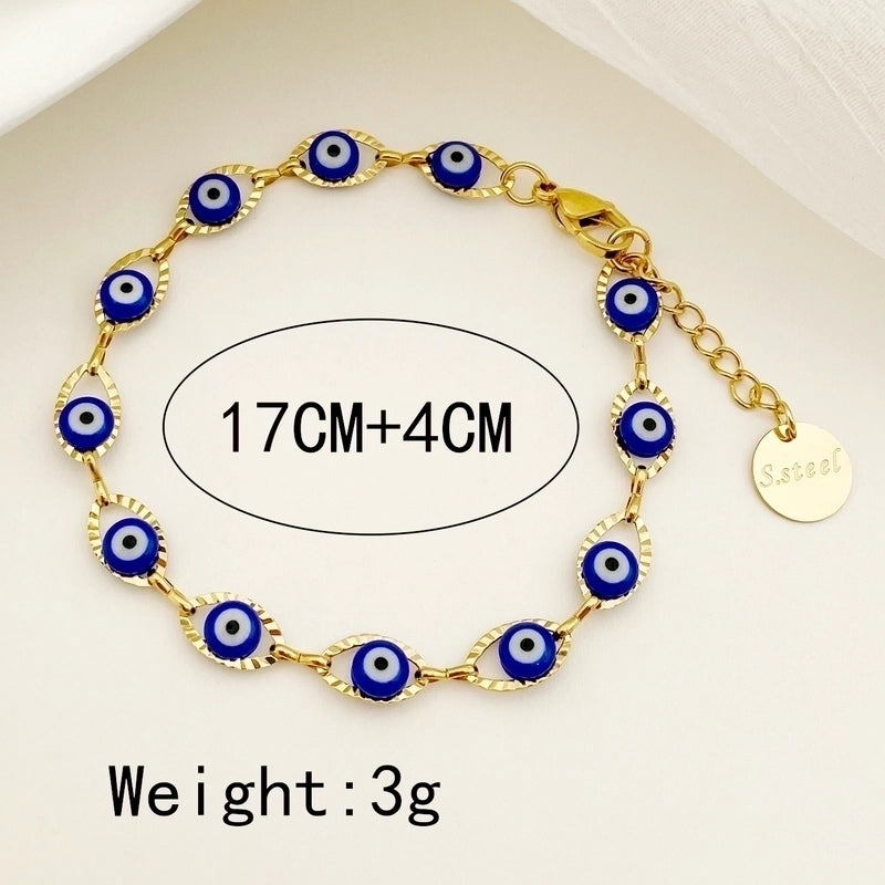 Casual Modern Style Eye Stainless Steel Enamel Plating Hollow Out Gold Plated Bracelets