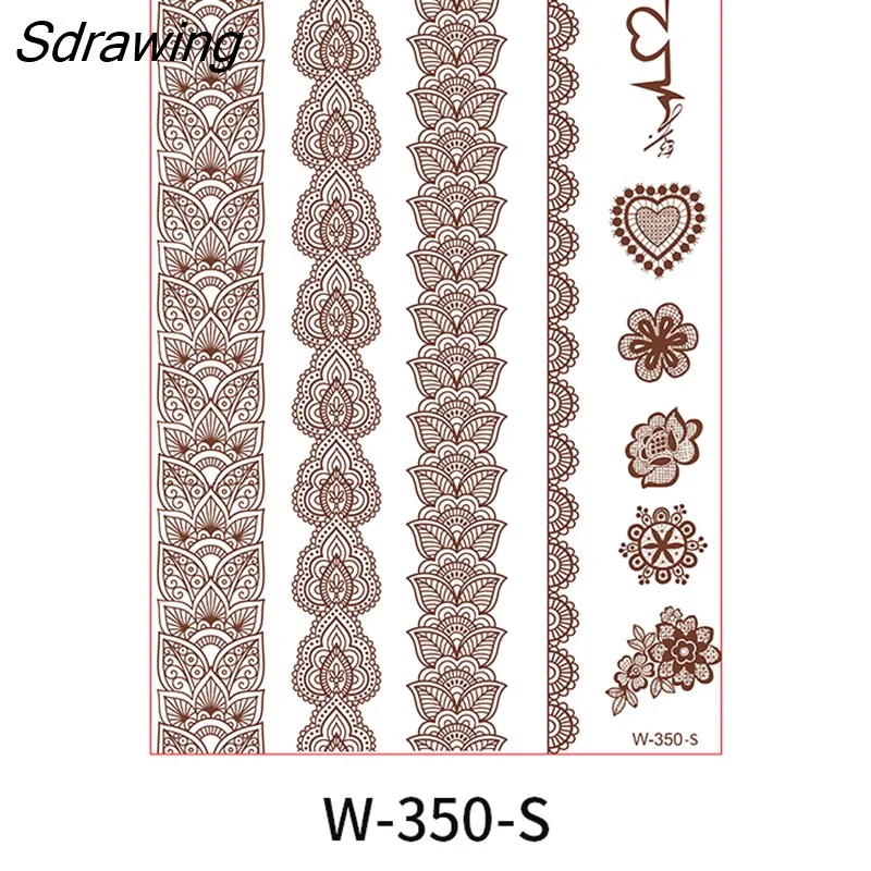Sdrawing Henna Lace Temporary Tattoo Sticker Butterfly Mehndi Flower Fake Tattoo for Women Feather Flora Sexy Henna Design Stickers