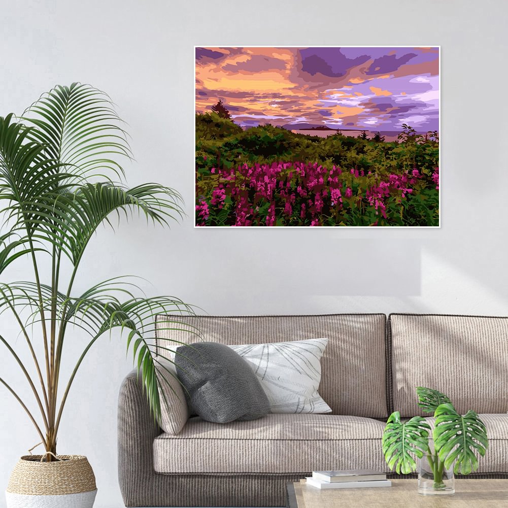 DIY digitale Malerei von Zahlen Meer Blumen Leinwand Bild