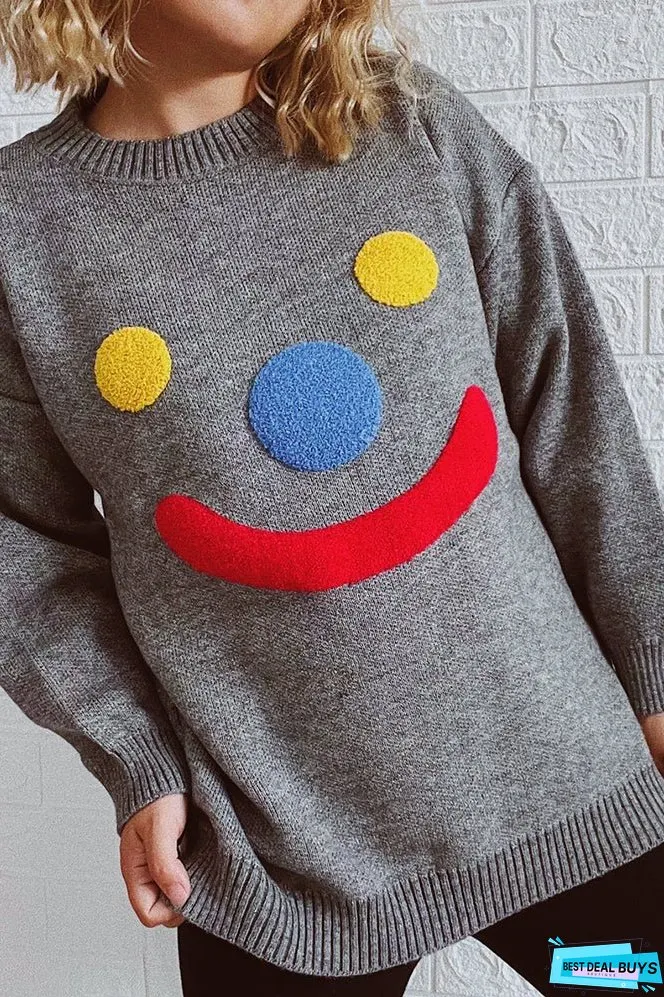 Clown Smile Knit Pullover Sweaters Winter Outfits