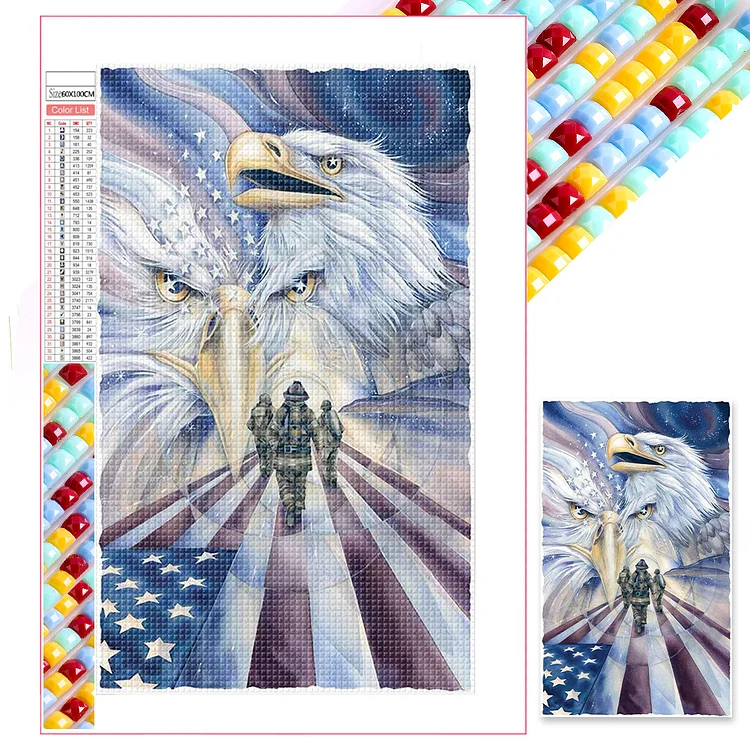 Full Square Diamond Painting - Wolf And Eagle 60*100CM
