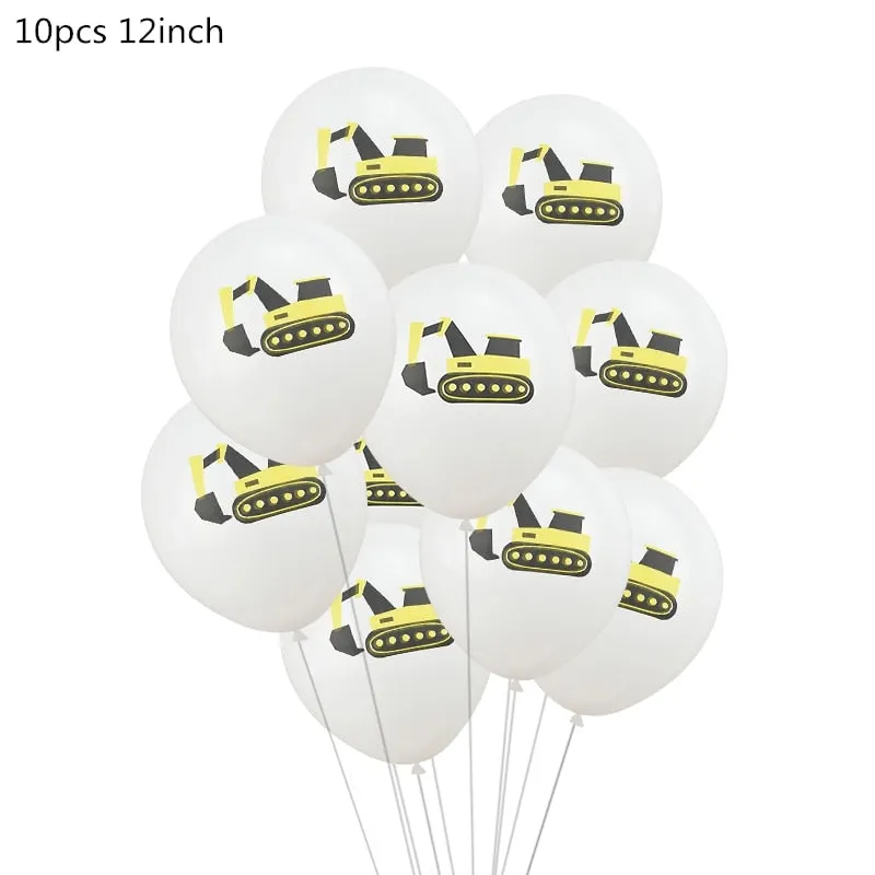 Construction Tractor Theme Excavator Inflatable Balloons Truck Vehicle Banners Baby Shower Kids Boys Birthday Party Supplies