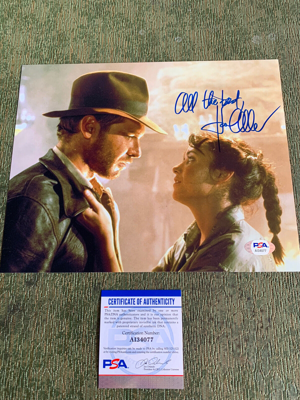 karen allen signed 8x10 Photo Poster painting Pic Auto Indian Jones Harrison Ford Psa Coa