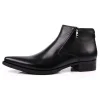 Classic Mens Pointed Toe Leather Ankle Dress Boots