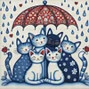 Blue And White Porcelain-Cat-11CT Stamped Cross Stitch 40*40cm/15.75*15.75in