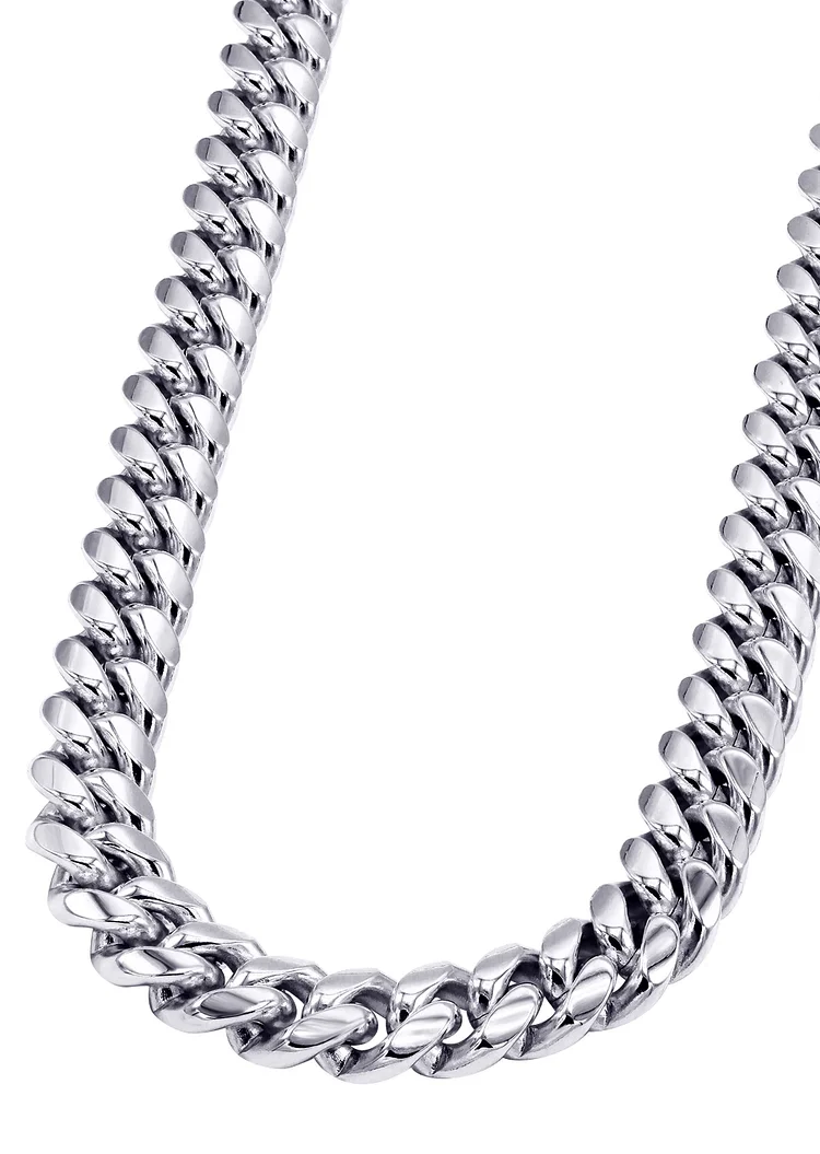 6-14MM 14K White Gold Mens Miami Cuban Link Chain