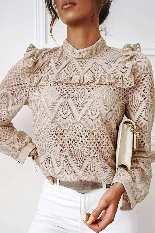 Chic Stylish Geometric Print Patchwork Solid Color Long Sleeves Top-Allyzone-Allyzone