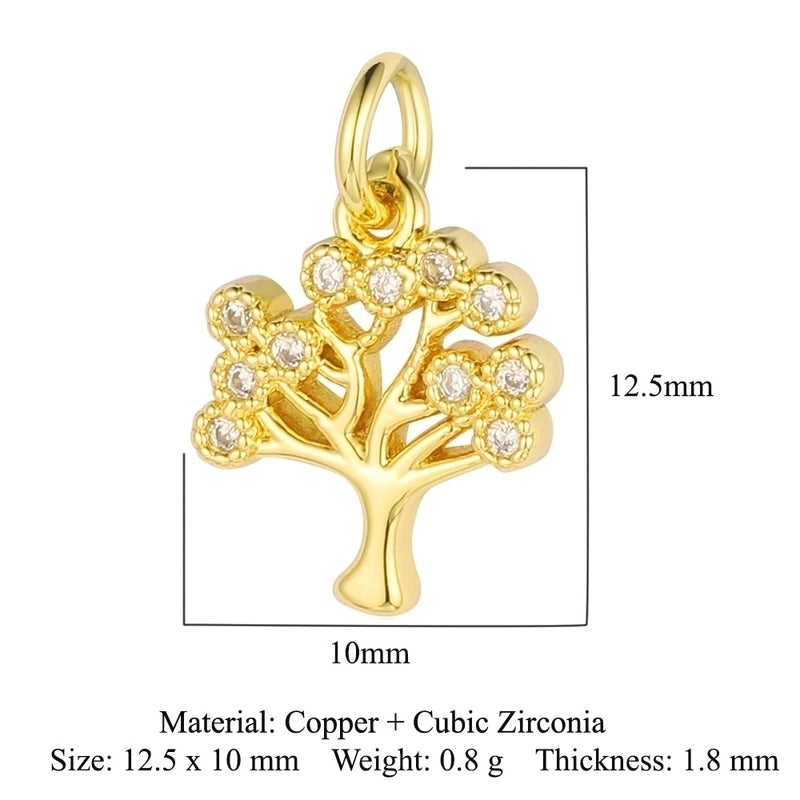 3 Pieces Retro Palm Crown Copper Plating Inlay Zircon 18k Gold Plated Charms Jewelry Accessories