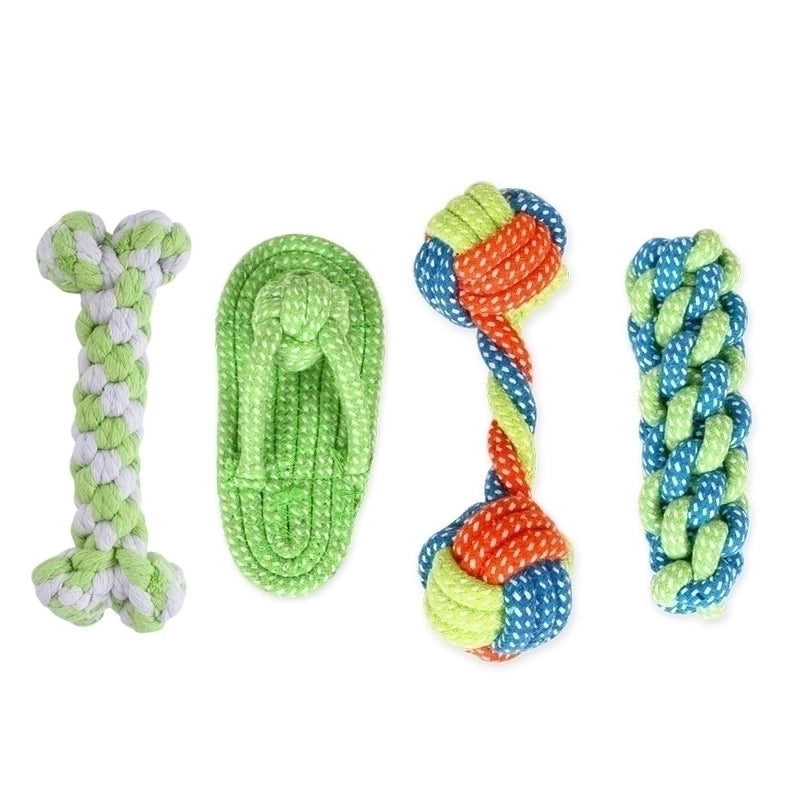2 Pieces Pet Dog Cotton Rope Toys Tooth Cleaning Chewing Rope Combination Set Pet Supplies