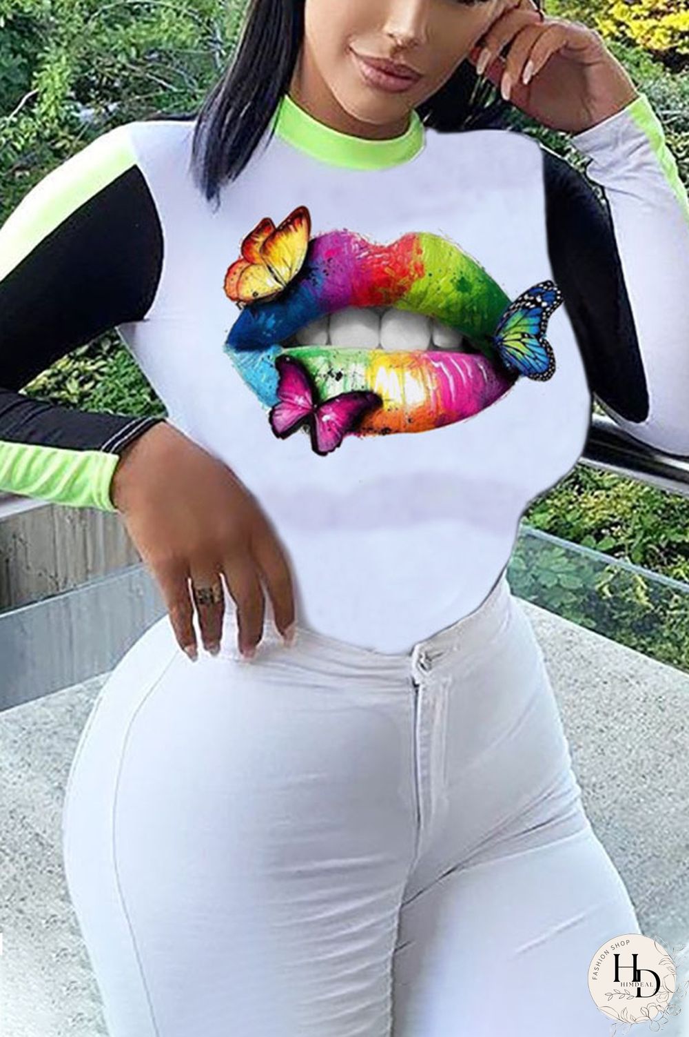 Red Polyester O Neck Long Sleeve Print Tops