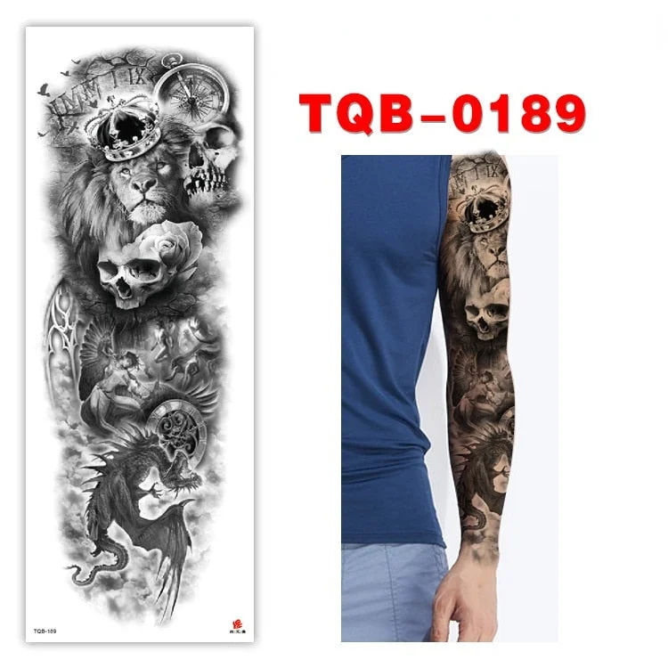 Full Arm Series Temporary Tattoo Full Arm Tattoo Sticker Lasting Waterproof Sweat Flower Arm Full Arm Tattoo Big Picture Sticker